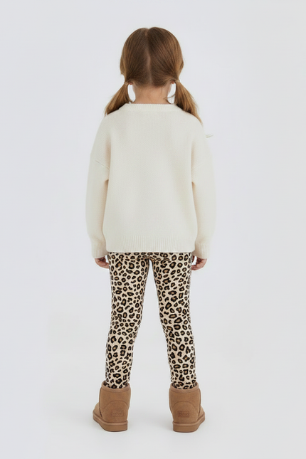 Pantalon Léopard Slim Imprimé Fille Hiver Molleton - vue 2