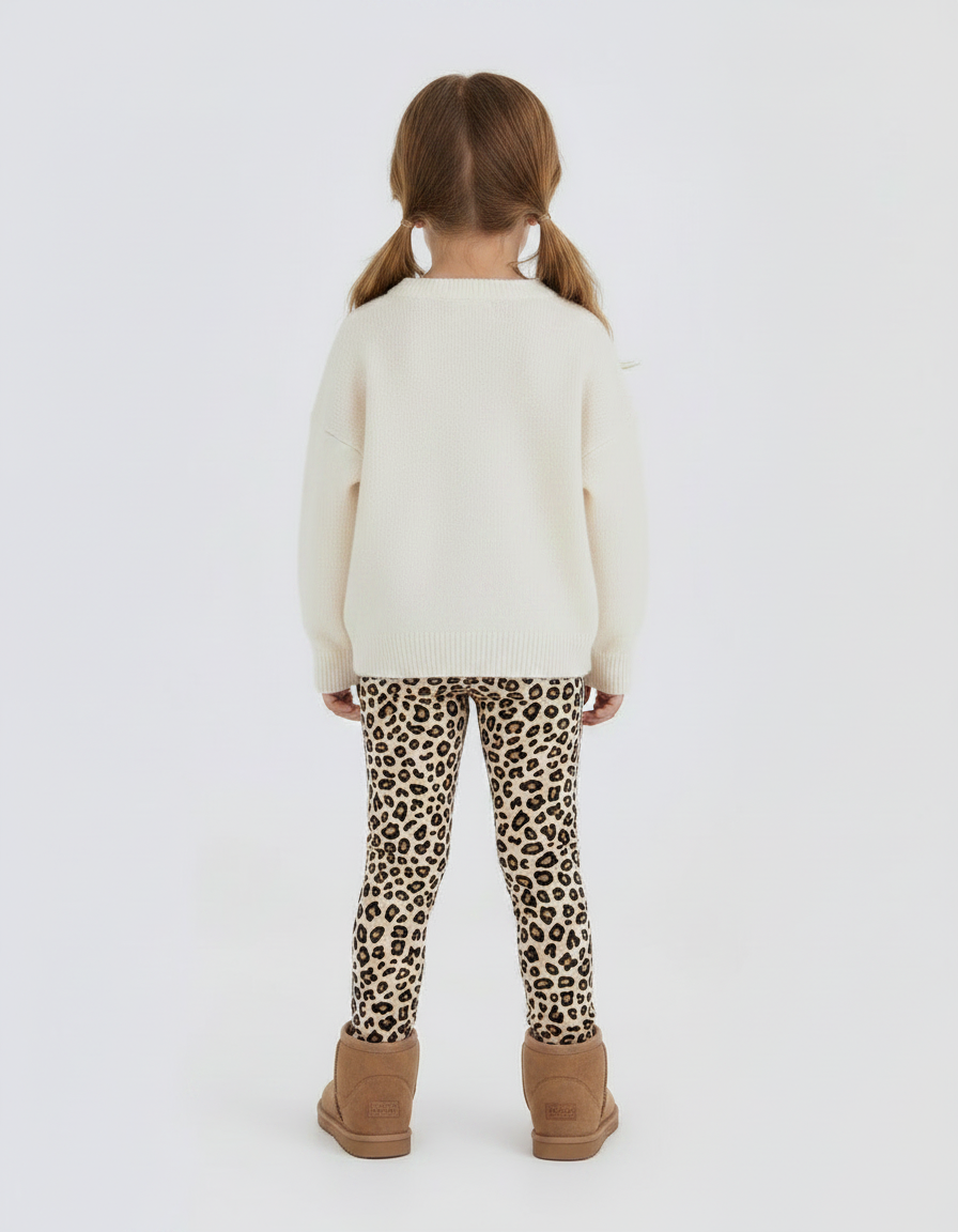 Pantalon Léopard Slim Imprimé Fille Hiver Molleton - vue 2