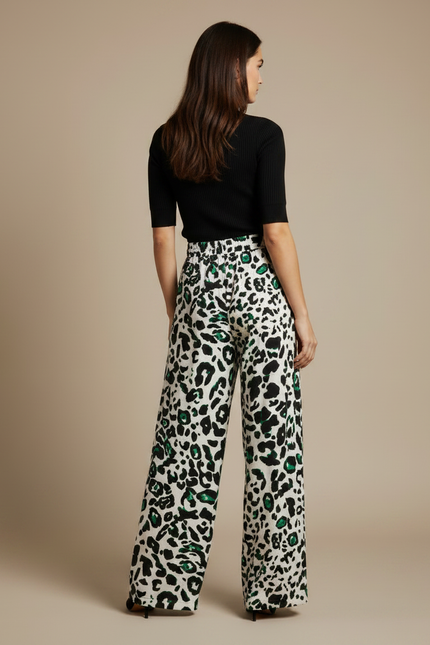 Pantalon Leopard Vert - Viscose - vue 2