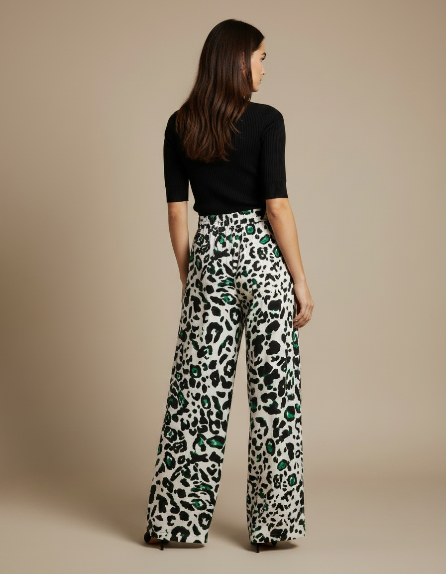 Pantalon Leopard Vert - Viscose - vue 2