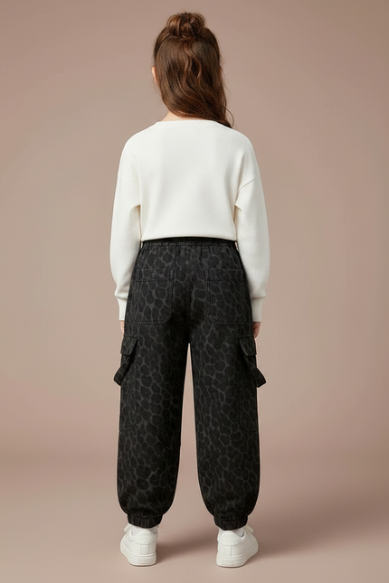 Pantalon Léopard Cargo Ample Molletonné Enfant - Imprimé - vue 2