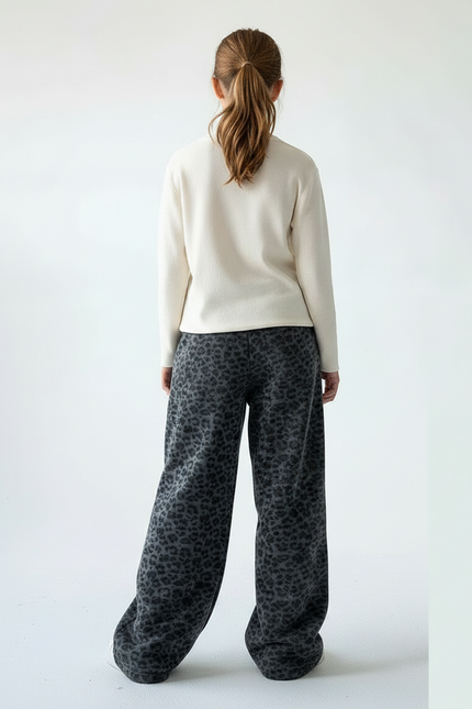 Pantalon Léopard Gris Ample Molleton Hiver - vue 2