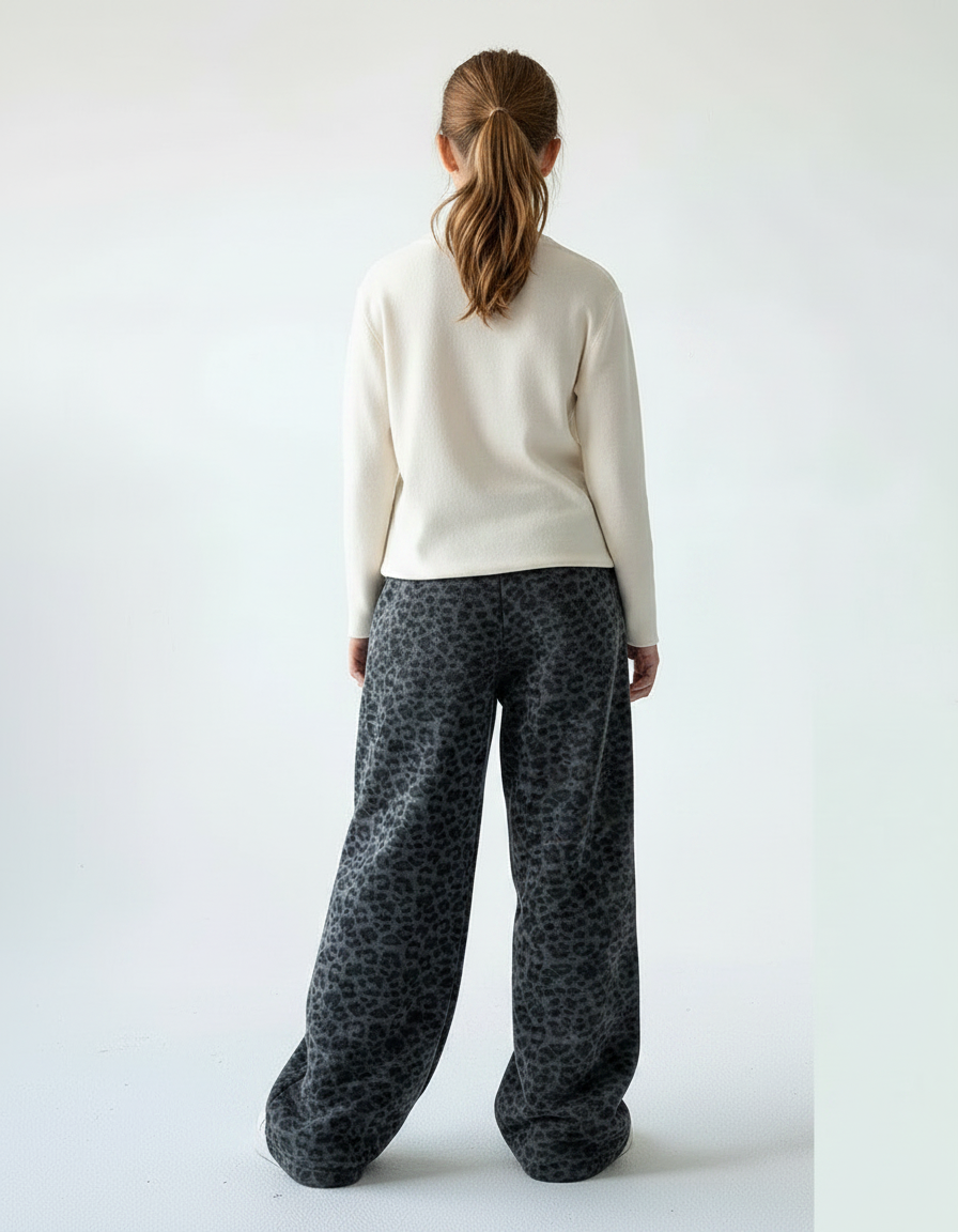 Pantalon Léopard Gris Ample Molleton Hiver - vue 2