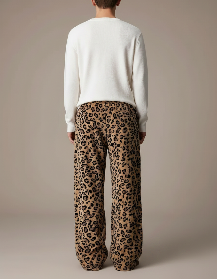 Pantalon Léopard Homme Imprimé Ample Confortable - Molleton - vue 2