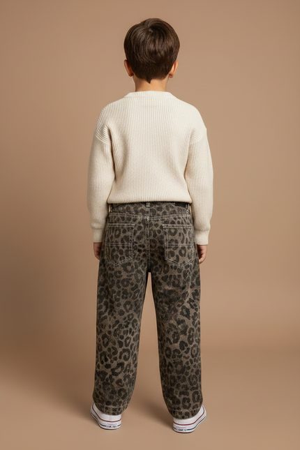 Pantalon Léopard Marron Ample Imprimé Enfant Décontracté - Jean - vue 2