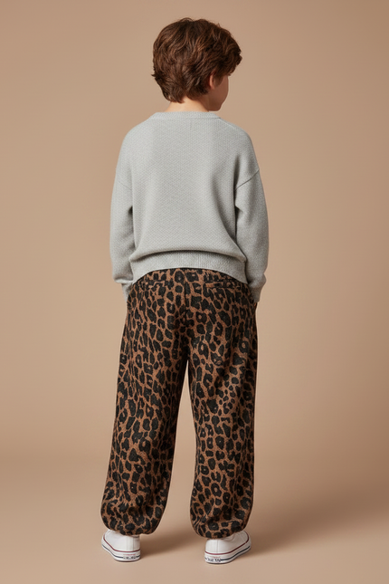 Pantalon Léopard Marron Ample Imprimé Enfant Coton - Molleton - vue 2