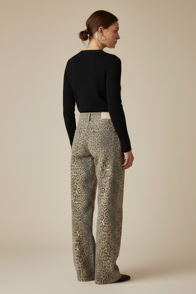 Pantalon Large Fluide Leopard - Imprimé Jean - vue 2