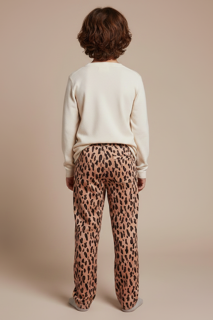 Pantalon Léopard Marron Ample Doux Enfant - Imprimé Molleton - vue 2