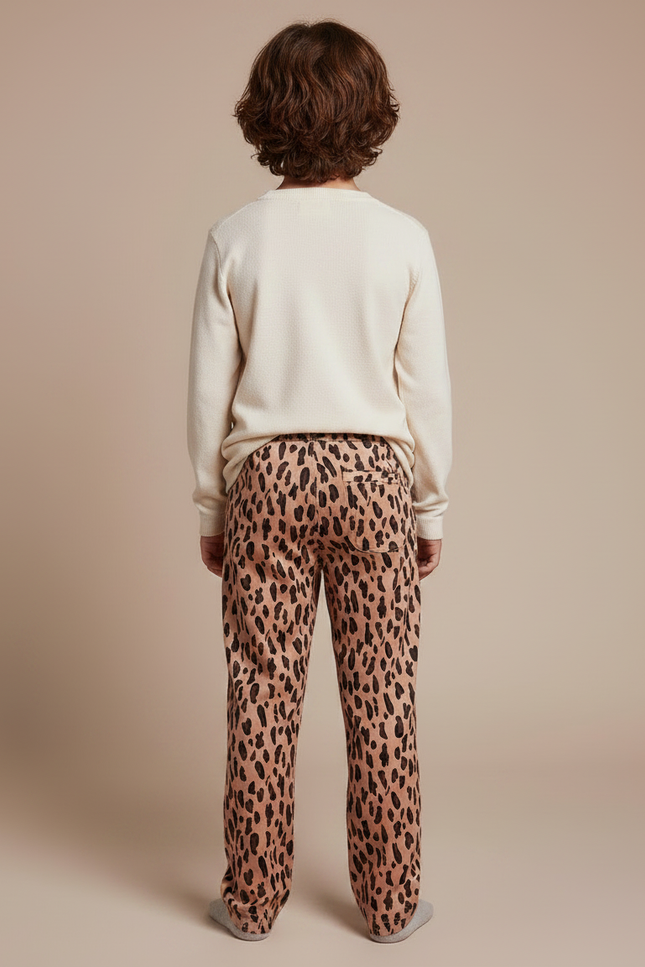 Pantalon Léopard Marron Ample Doux Enfant - Imprimé Molleton - vue 2