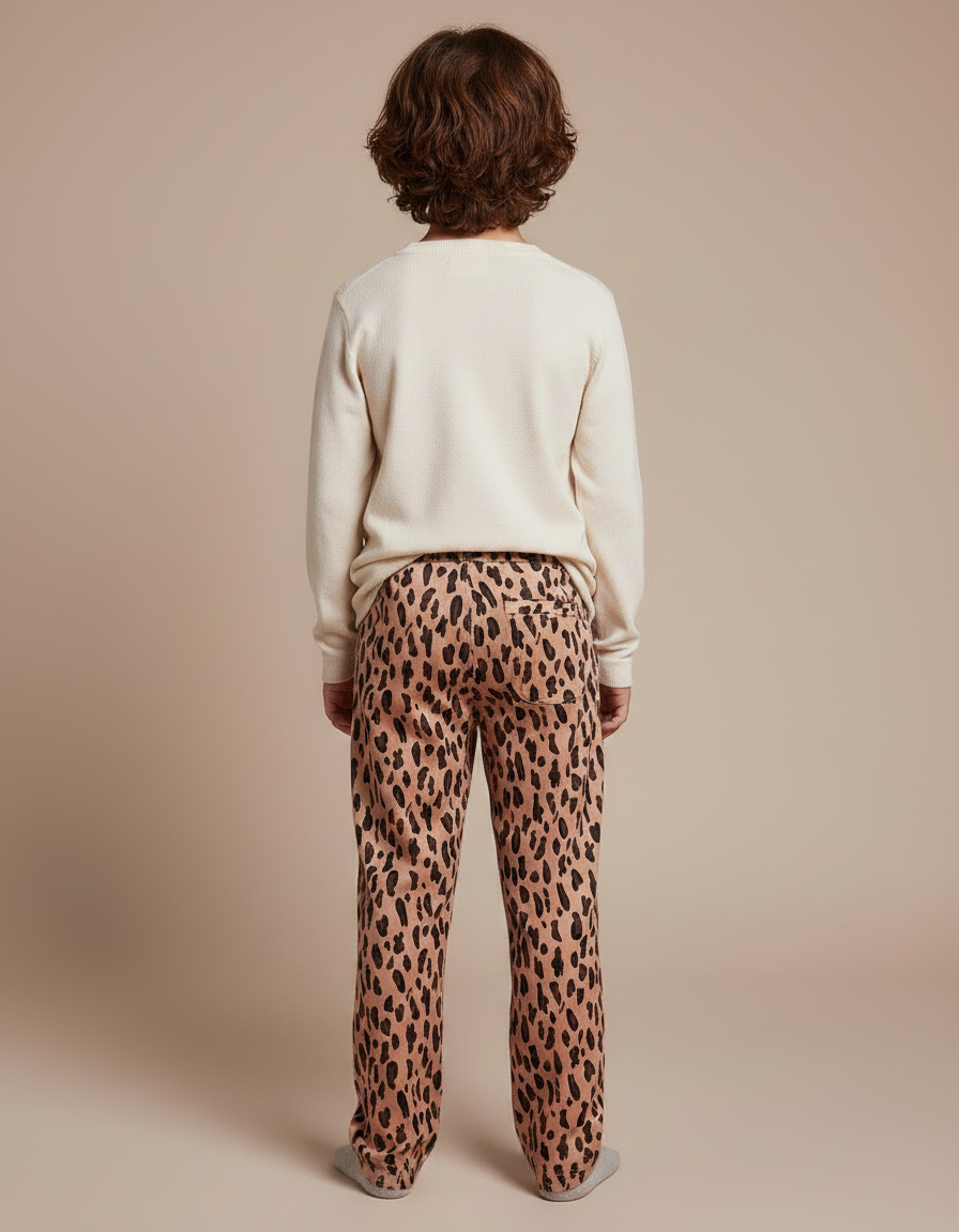 Pantalon Léopard Marron Ample Doux Enfant - Imprimé Molleton - vue 2