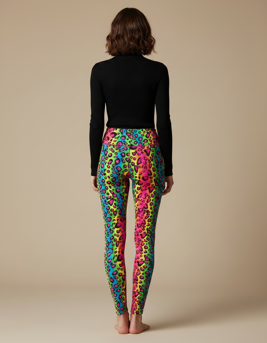 Pantalon Léopard Multicolore Imprimé Moulant Stretch Femme - Polyester - vue 2