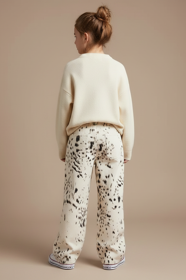 Pantalon Léopard Ample Imprimé Blanc Noir Enfant - Molleton - vue 2