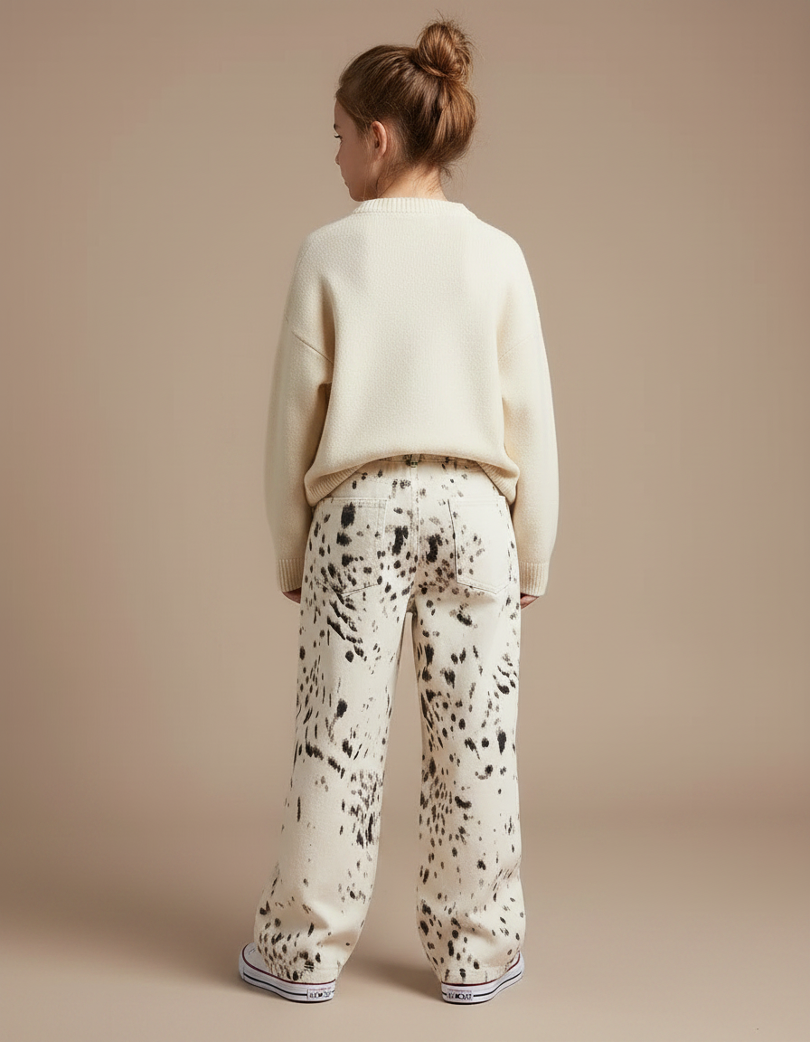 Pantalon Léopard Ample Imprimé Blanc Noir Enfant - Molleton - vue 2