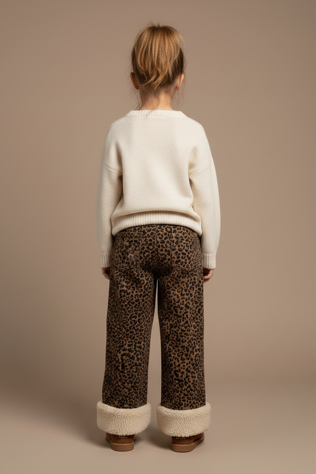 Pantalon Léopard Marron Imprimé Chaud Ample Enfant - Molleton - vue 2