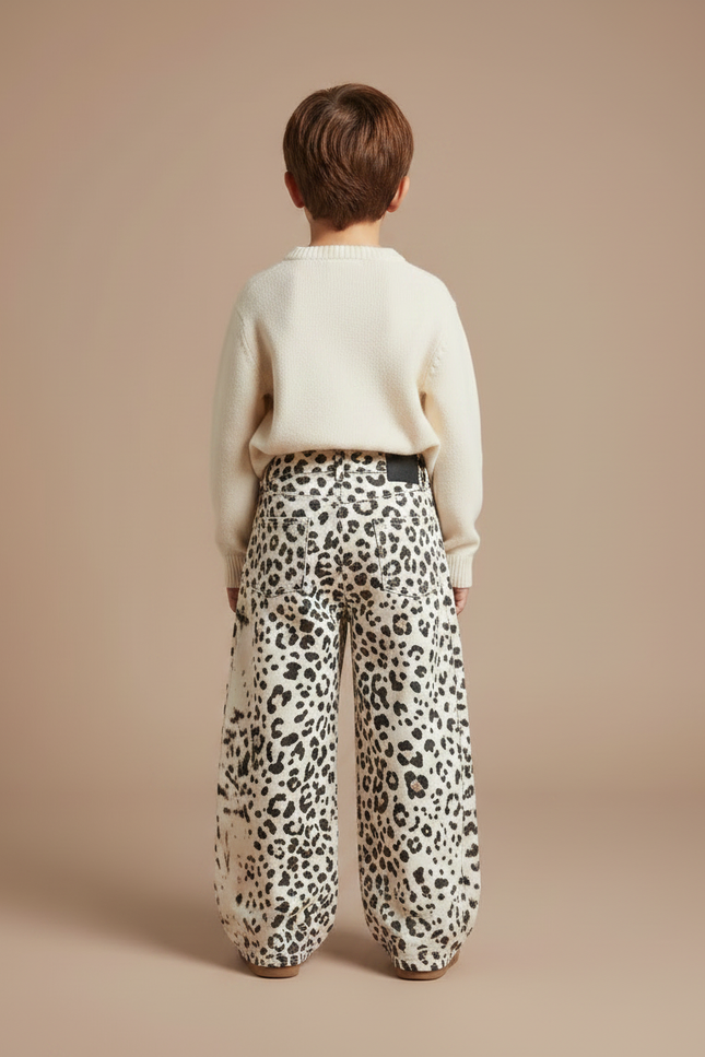 Pantalon Léopard Ample Imprimé Beige Décontracté Enfant - Jean - vue 2