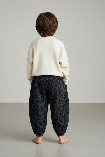 Pantalon Léopard Ample Molletonné Gris Enfant - Imprimé - vue 2
