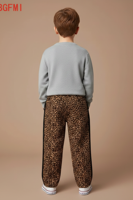 Pantalon Léopard Marron Ample Imprimé Sport Enfant - Molleton - vue 2