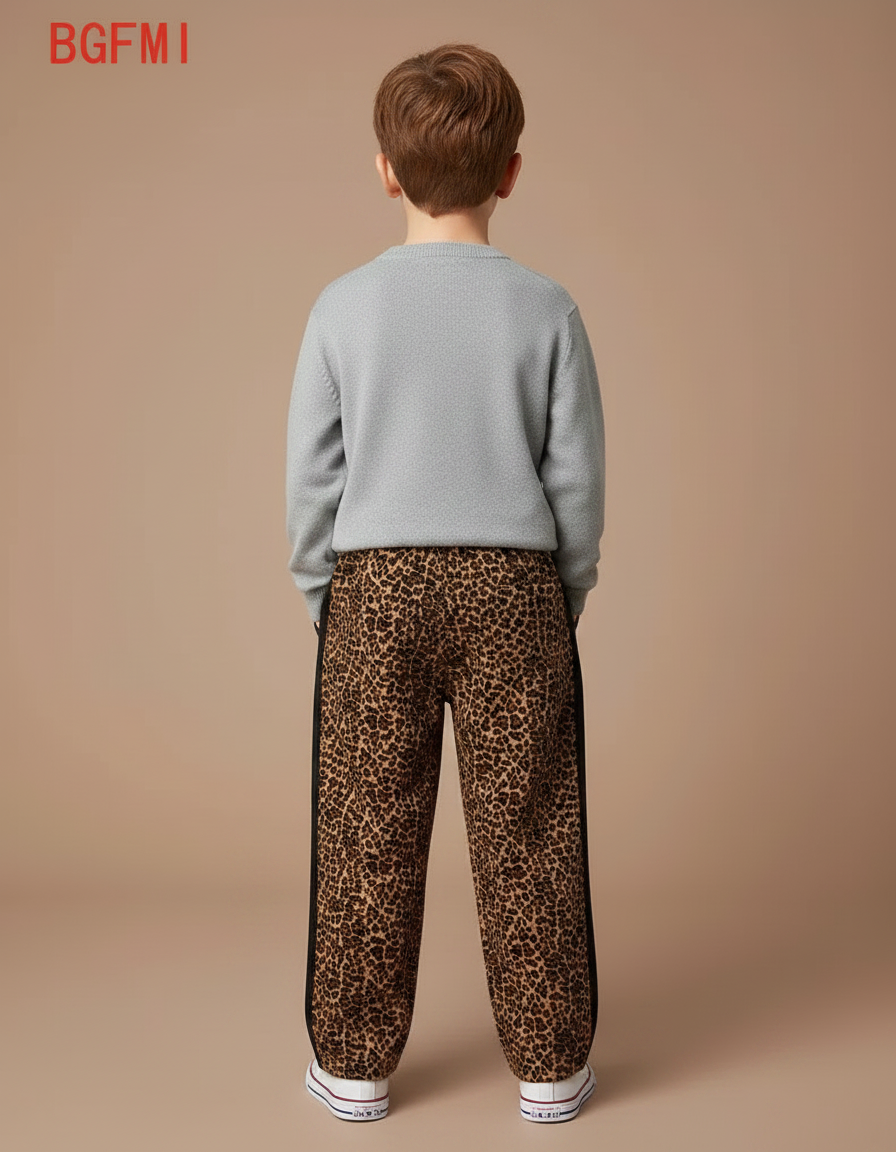 Pantalon Léopard Marron Ample Imprimé Sport Enfant - Molleton - vue 2