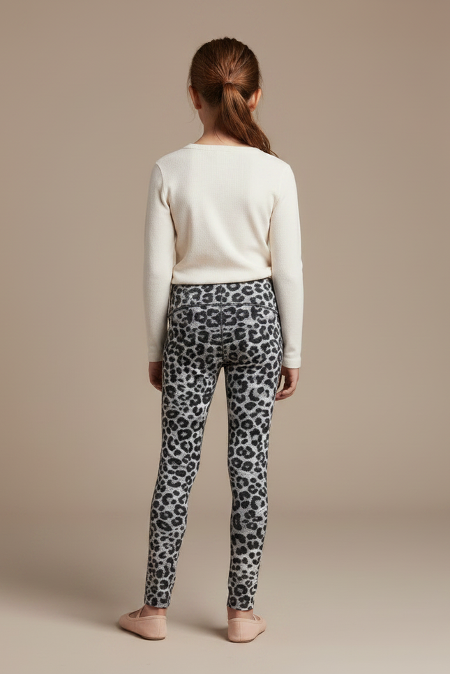 Pantalon Léopard Imprimé Gris Slim Élastique Confortable - Molleton - vue 2