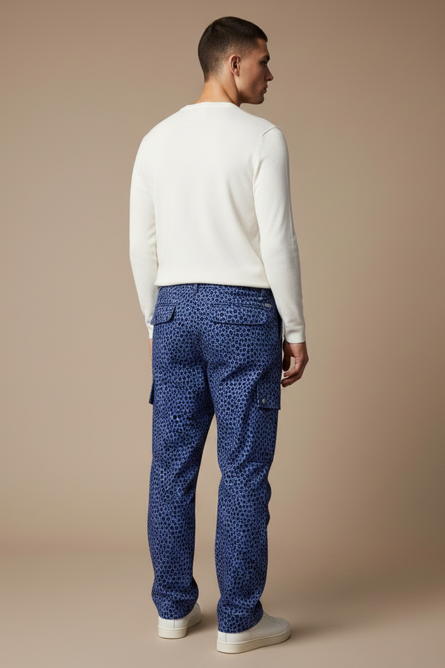 Pantalon Léopard Bleu Décontracté Cargo Homme - Toile - vue 2