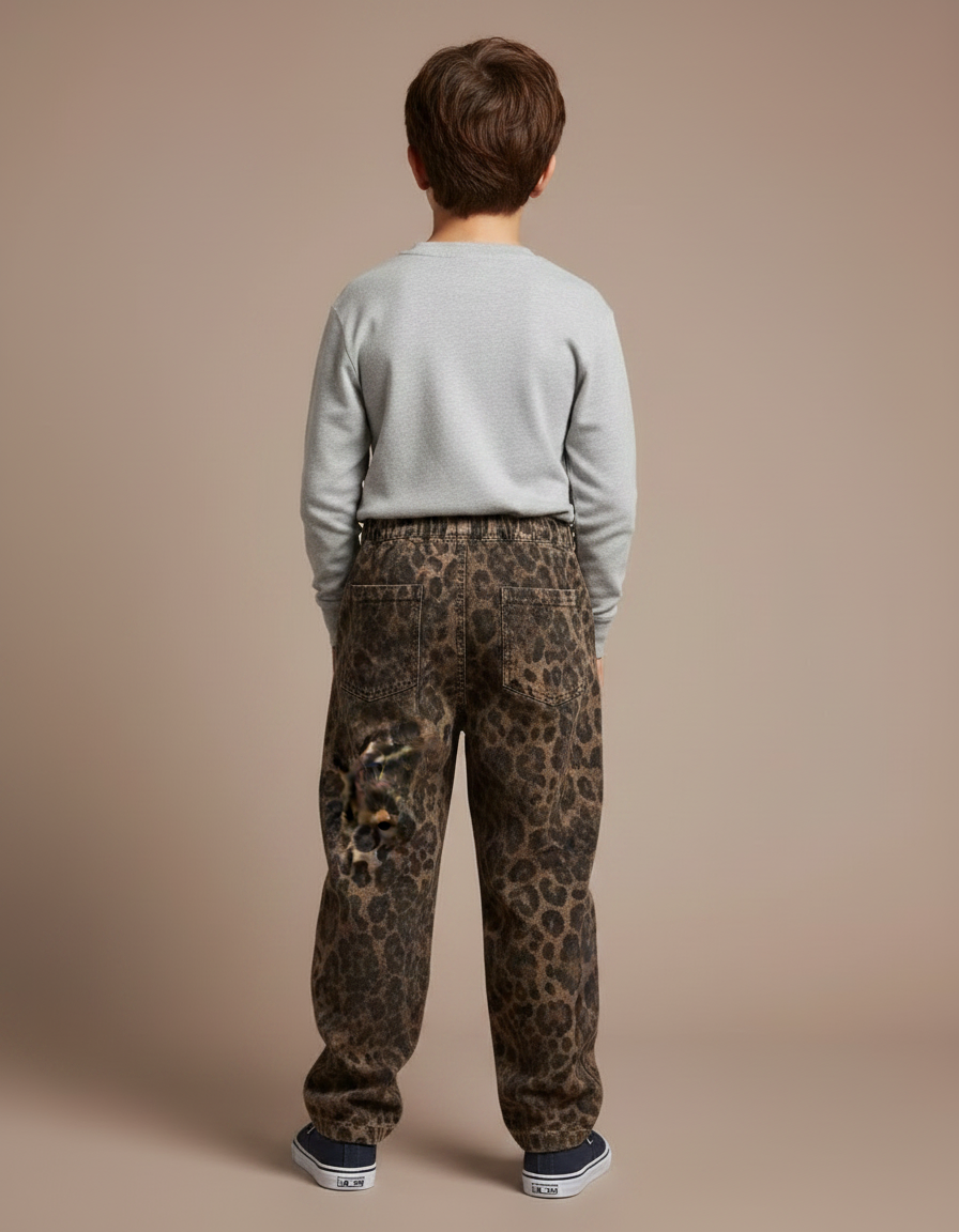 Pantalon Léopard Ample Imprimé Marron Décontracté Enfant - Molleton - vue 2
