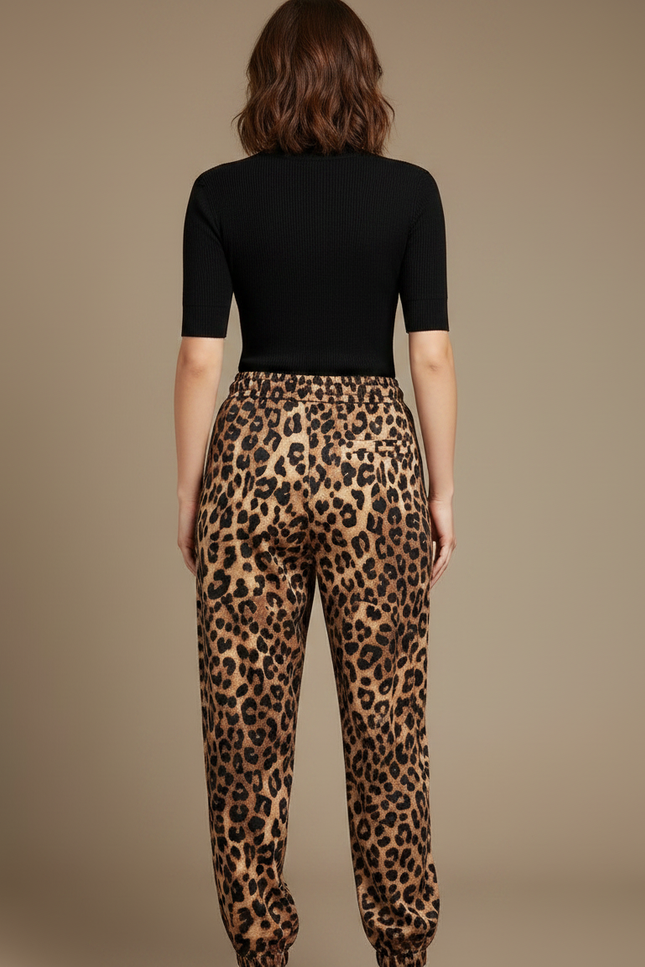 Pantalon Léopard Ample Imprimé Taille Haute Décontracté - Viscose - vue 2
