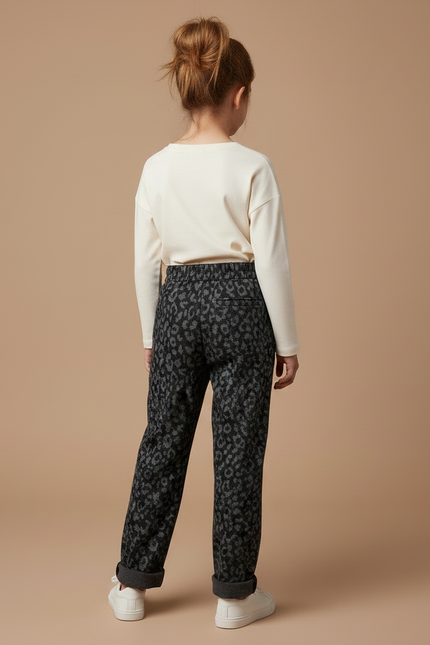 Pantalon Léopard Gris Foncé Ample Enfant - Imprimé Molleton - vue 2