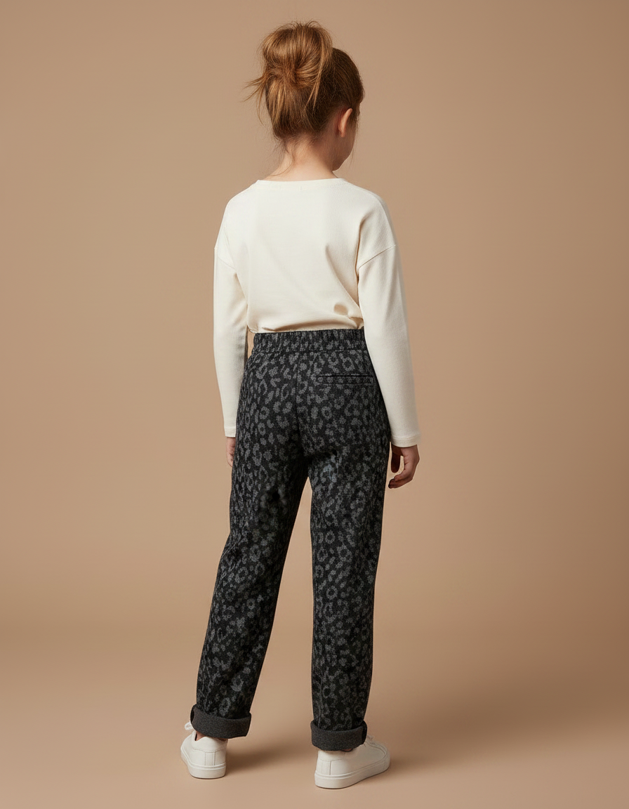 Pantalon Léopard Gris Foncé Ample Enfant - Imprimé Molleton - vue 2