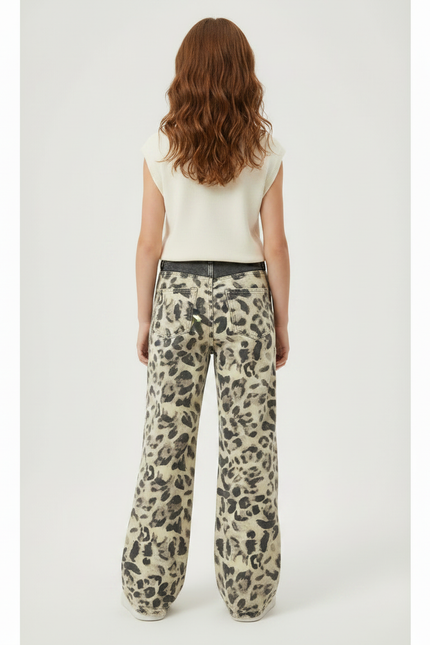 Pantalon Léopard Ample Délavé Imprimé Déchiré Denim - Jean - vue 2