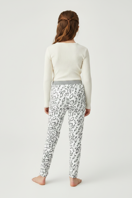 Pantalon Léopard Gris Skinny Imprimé Fille - Molleton - vue 2