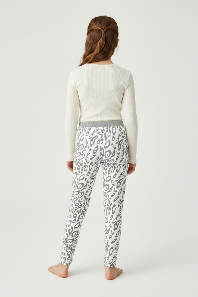 Pantalon Léopard Gris Skinny Imprimé Fille - Molleton - vue 2