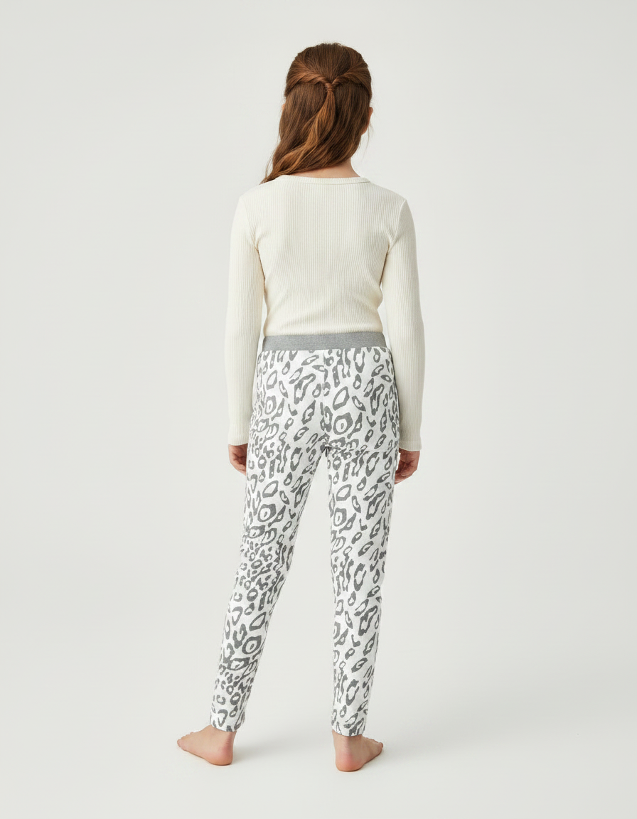 Pantalon Léopard Gris Skinny Imprimé Fille - Molleton - vue 2