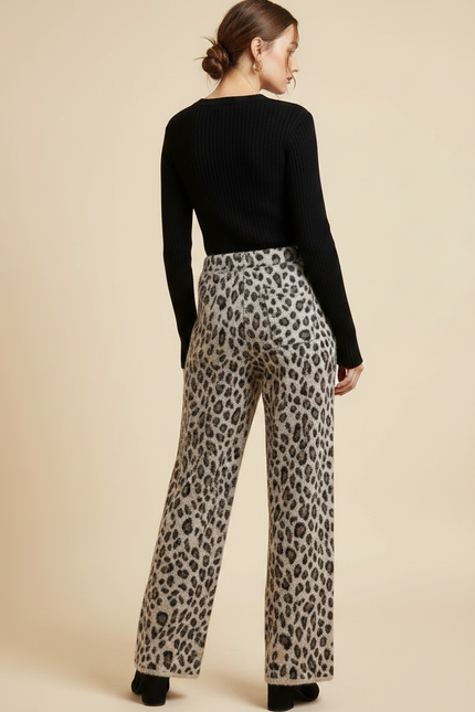 Pantalon Léopard Gris Ample Imprimé Doux Femme - Molleton - vue 2