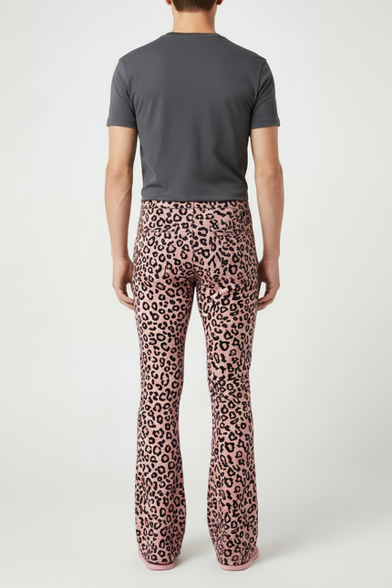 Pantalon Léopard Rose Flared Imprimé Animal Homme - Molleton - vue 2