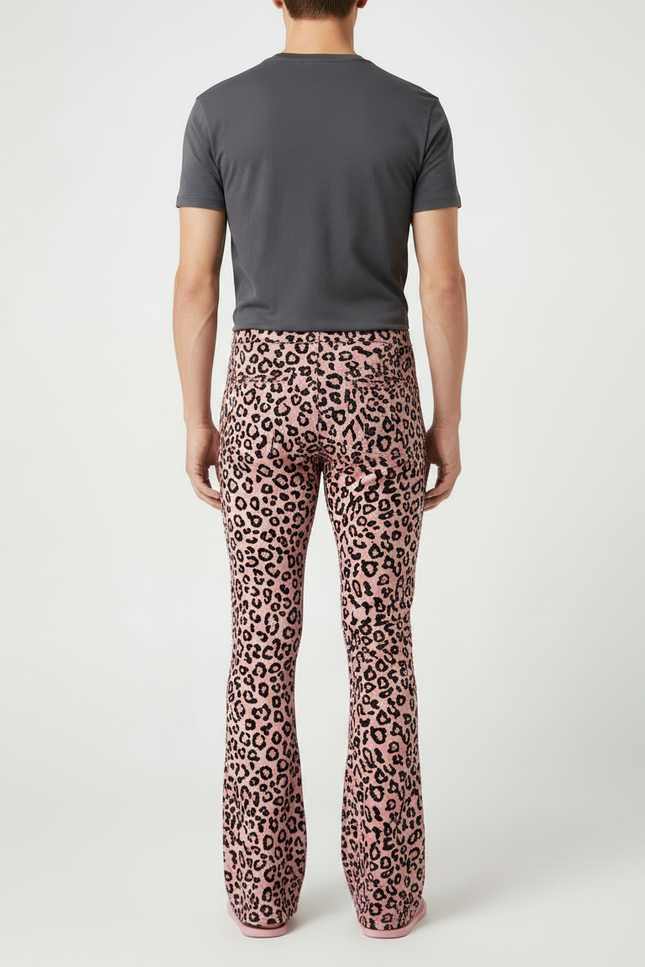 Pantalon Léopard Rose Flared Imprimé Animal Homme - Molleton - vue 2