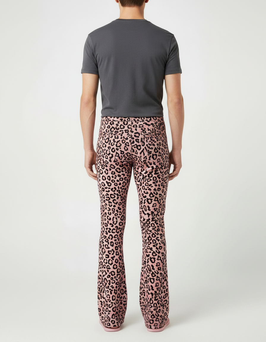 Pantalon Léopard Rose Flared Imprimé Animal Homme - Molleton - vue 2