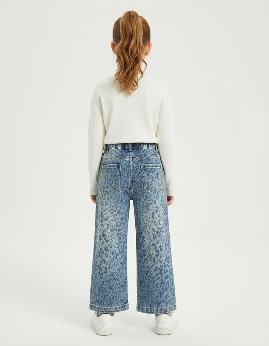 Pantalon Leopard Fille - Imprimé Jean - vue 2