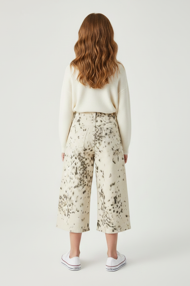 Pantalon Léopard Écru Imprimé Ample Fille - Molleton - vue 2