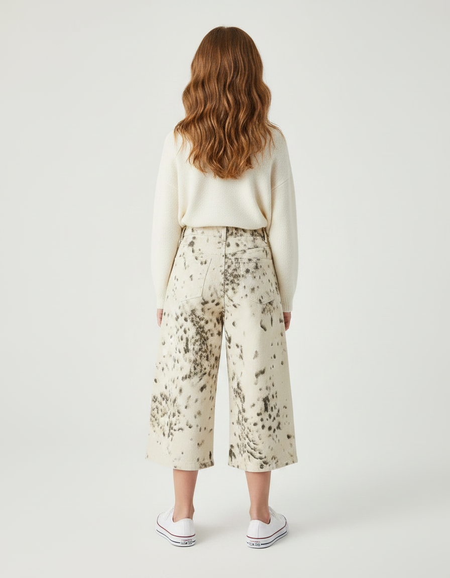 Pantalon Léopard Écru Imprimé Ample Fille - Molleton - vue 2