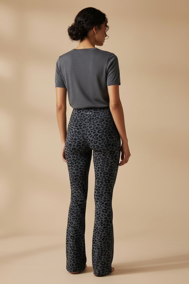 Pantalon Léopard Gris Évasé Imprimé Animal Sport - Polyester - vue 2