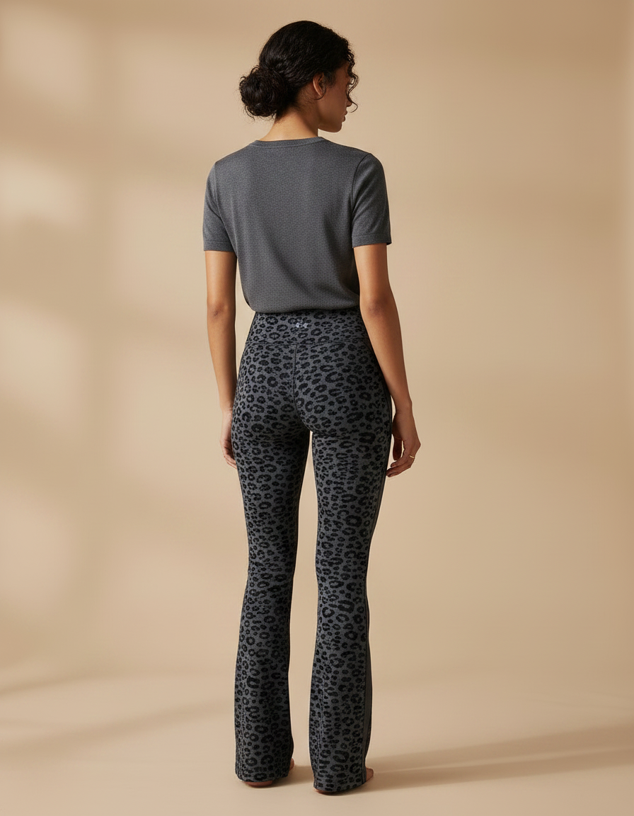 Pantalon Léopard Gris Évasé Imprimé Animal Sport - Polyester - vue 2