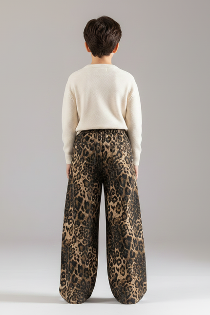 Pantalon Léopard Ample Imprimé Taille Élastique Enfant - Molleton - vue 2