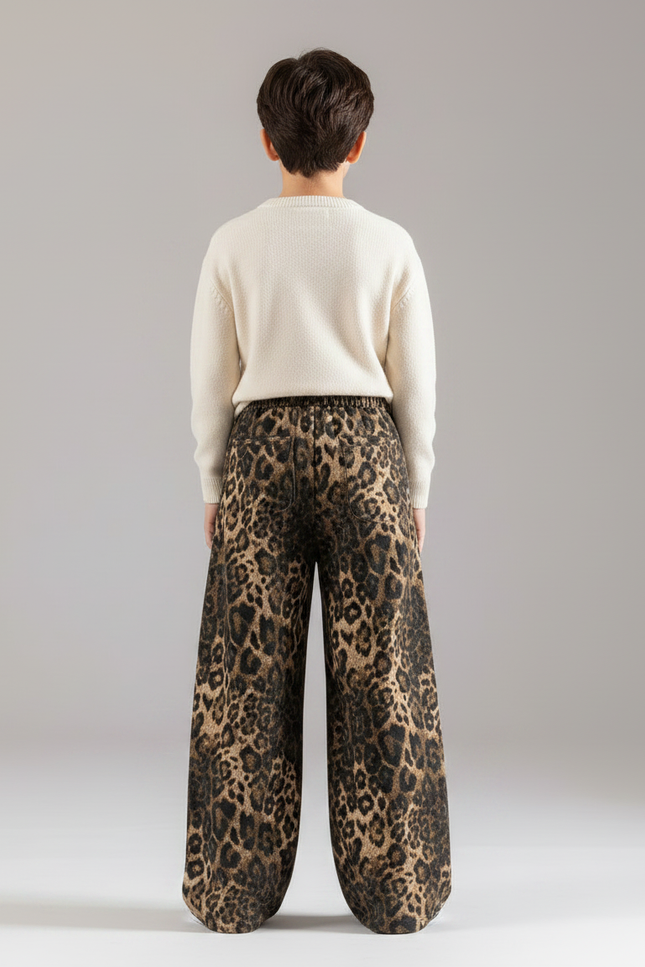 Pantalon Léopard Ample Imprimé Taille Élastique Enfant - Molleton - vue 2