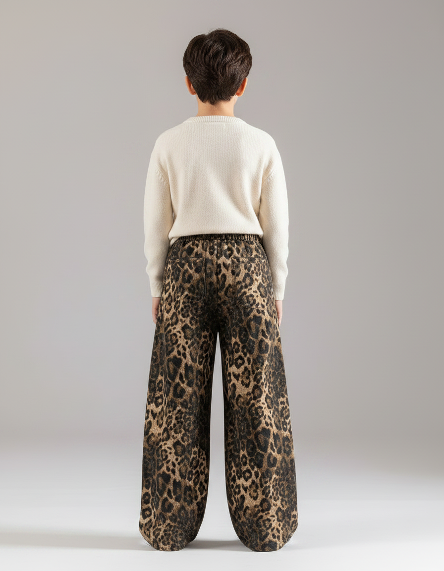 Pantalon Léopard Ample Imprimé Taille Élastique Enfant - Molleton - vue 2