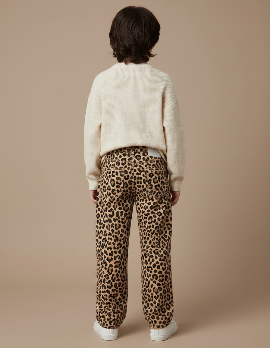 Pantalon Léopard Ample Vintage Denim Enfant - Imprimé Jean - vue 2