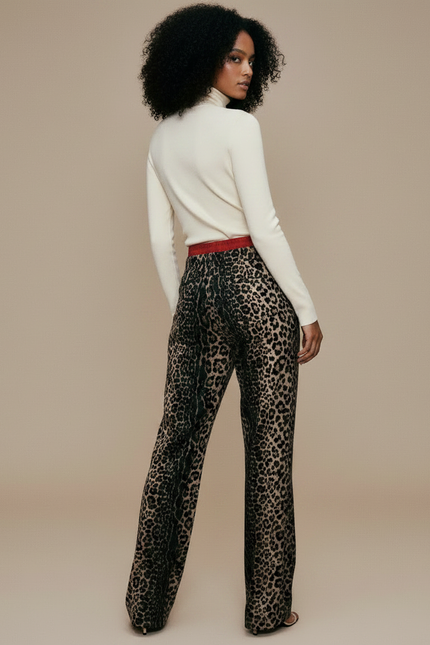 Pantalon Léopard Imprimé Large Fluide Décontracté Femme - Viscose - vue 2