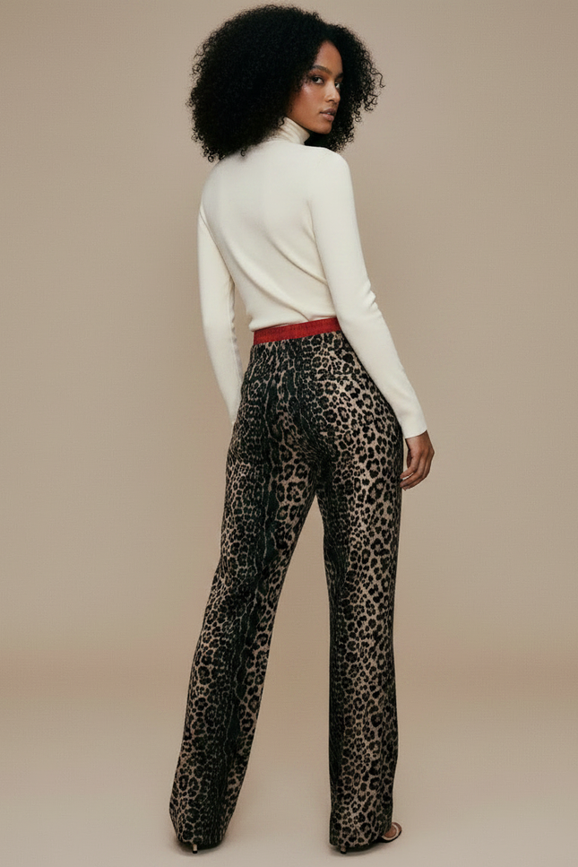 Pantalon Léopard Imprimé Large Fluide Décontracté Femme - Viscose - vue 2