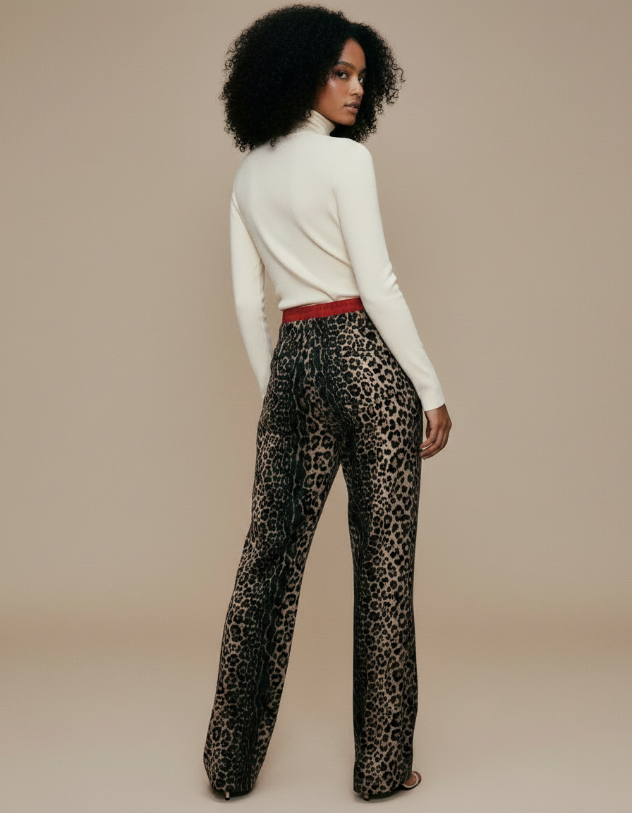 Pantalon Léopard Imprimé Large Fluide Décontracté Femme - Viscose - vue 2
