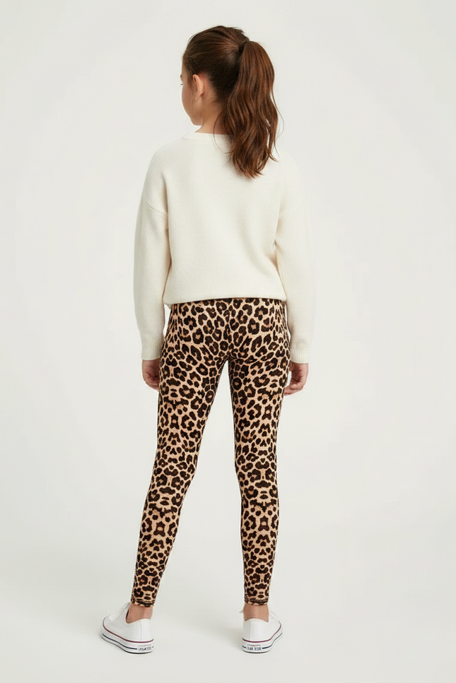 Pantalon Léopard Marron Imprimé Slim Confortable Fille - Polyester - vue 2