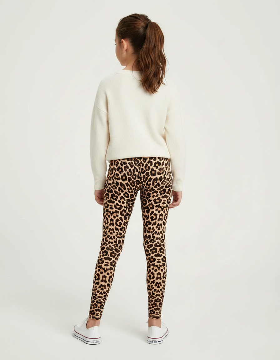 Pantalon Léopard Marron Imprimé Slim Confortable Fille - Polyester - vue 2